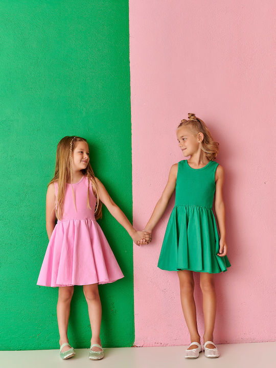 Kinderkleid Ärmellos Rosa