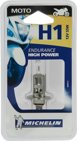 Michelin Lamps Motorcycle Endurance High Power "Life +50%" H1 Halogen 12V 55W 1pcs