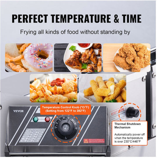 Vevor Electric Fryer Double 5kW Capacity 2x8.6lt