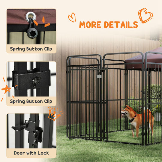 Pawhut Metallic Dog Fencing Accessory 282x121x159cm Brown