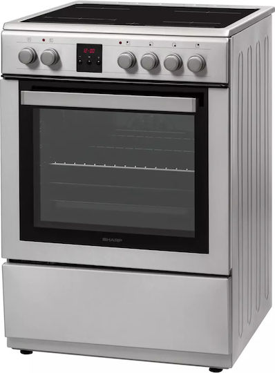 Sharp Cooker 65lt with Ceramic Hobs W60cm. Inox