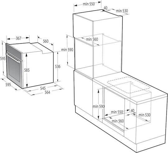 Gorenje Einbauofen 77Es B59.5cm.