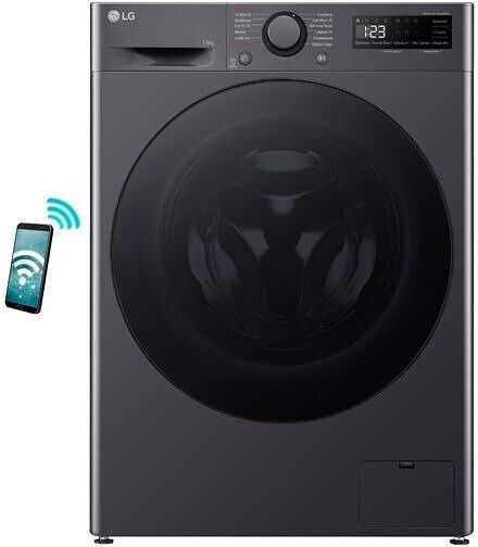 LG Πλυντήριο Ρούχων 13kg με Τεχνολογία Ατμού 1400 Στροφών TurboWash Γκρι F4R5013TSMB