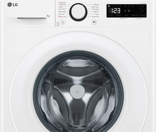 LG Πλυντήριο Ρούχων 9kg με Τεχνολογία Ατμού 1400 Στροφών AI DD F4WR509SWW