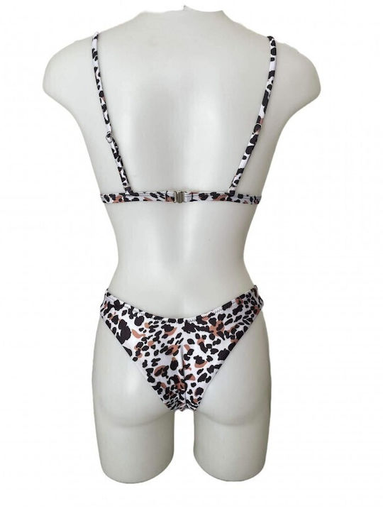 Modern Ocean Bikini-Set Tierdruck Pine, Brown & Black