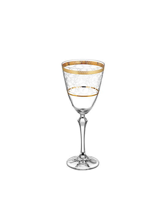 Bohemia Elisabeth Glass Set for White Wine made of Crystal in Gold Color Stacked 350ml 0803420 6pcs