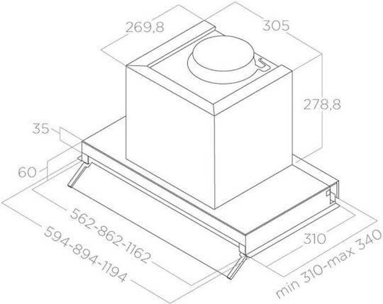Elica Box in LX/IX/A/60 Μηχανισμός Απορρόφησης 60cm Inox