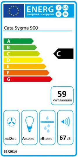Cata Sygma 900 Απορροφητήρας Νησίδα Ανακύκλωσης 90cm Γκρι