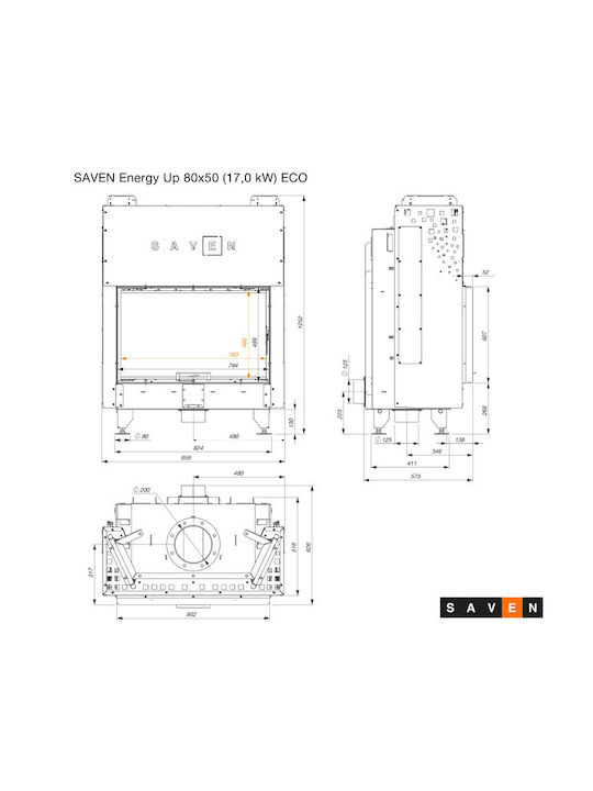 Saven Wood Fireplace Insert with Straight Window