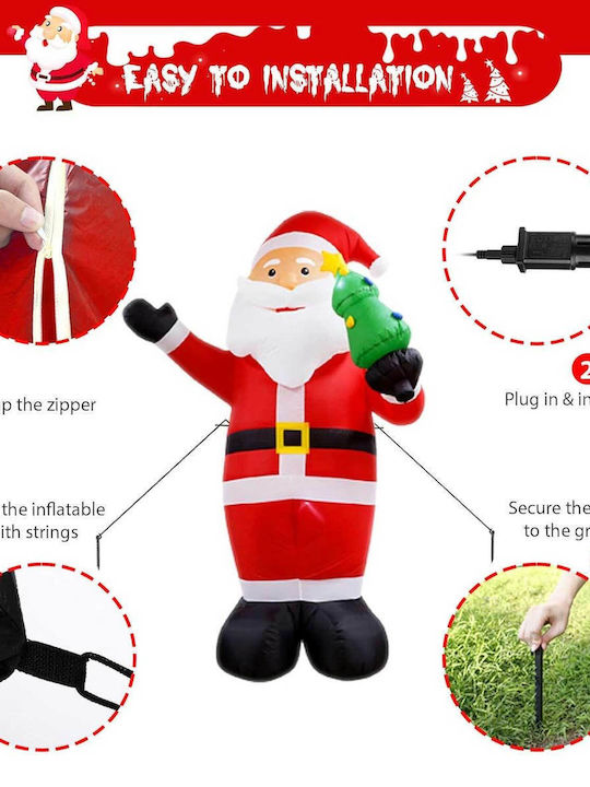 Inflatable Illuminated Santa Claus Red 22.7x17.9cm Vintoney Qm-laoren Christmas