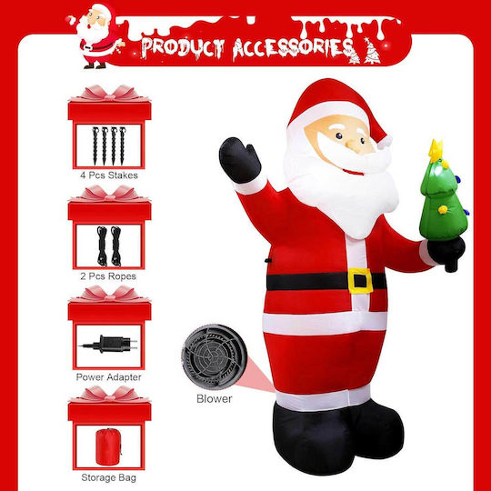 Inflatable Illuminated Santa Claus Red 22.7x17.9cm Vintoney Qm-laoren Christmas