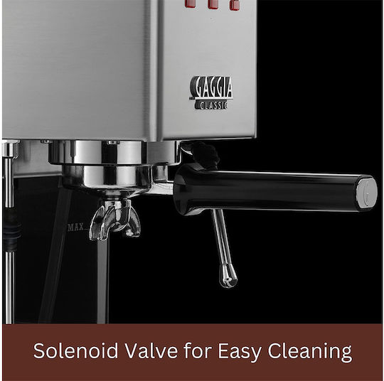 Gaggia Classic 2018/19 SB SS Μηχανή Espresso 1300W Πίεσης 15bar Ασημί