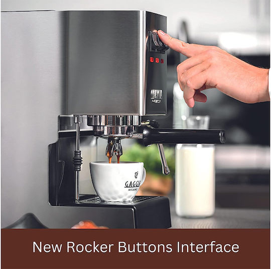 Gaggia Classic 2018/19 SB SS Μηχανή Espresso 1300W Πίεσης 15bar Ασημί