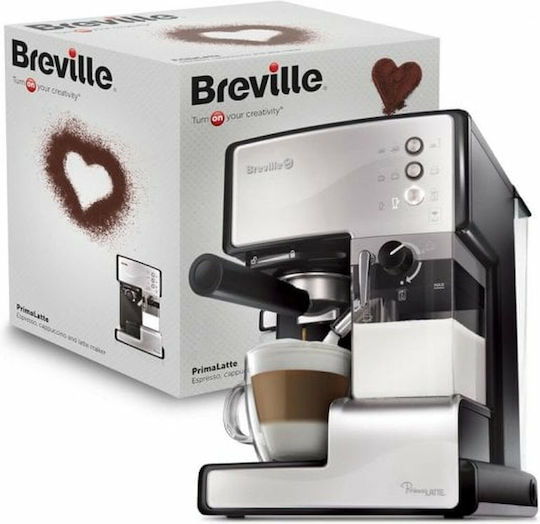 Breville Automatic Espresso Machine 1050W Pressure 15bar for Cappuccino Gray VCF045X-01