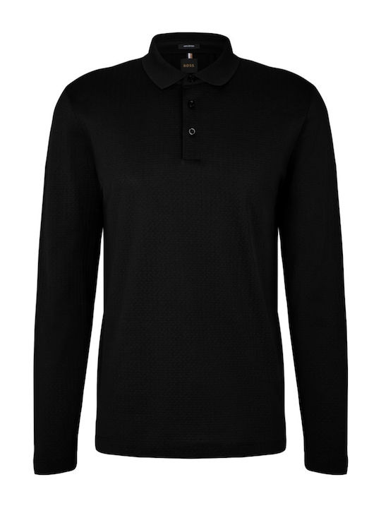 Hugo Boss Men's Long Sleeve Sweater Polo Black