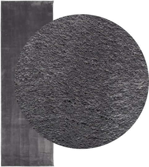 vidaXL Huarte Rutschfest Teppich Rechteckig Synthetisch,Polyester/Cotton/Leather Charcoal