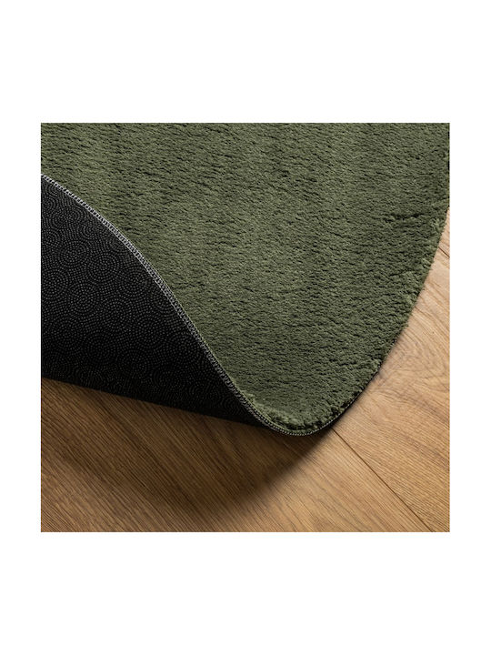 vidaXL Huarte Rutschfest Teppich Rund Synthetisch,Polyester/Cotton/Leather Cypress