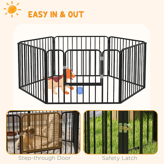 Pawhut Dog Park with 6 Panels 164x83x60cm Black