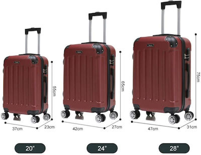 Traveleo Travel Suitcases Hard Red with 4 Wheels Set of 3pcs