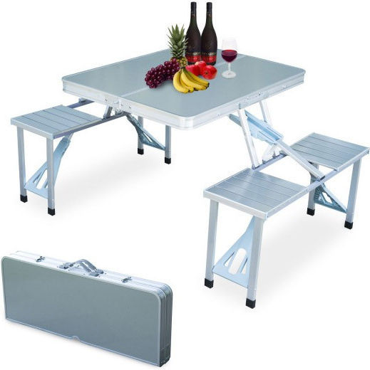 Outsunny Маса С Пейка От Алуминий Сгъваема В Чанта 135x85x67см Сребрист