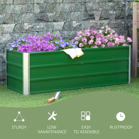 Outsunny Blumenkasten Metallisch Green 125x47x40cm.