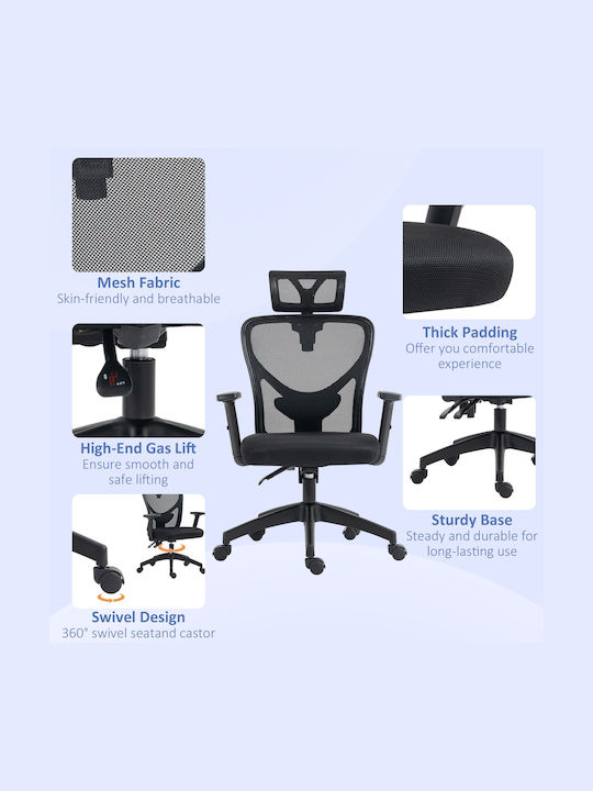 Vinsetto Office Chair With Recline And Adjustable Arms Black