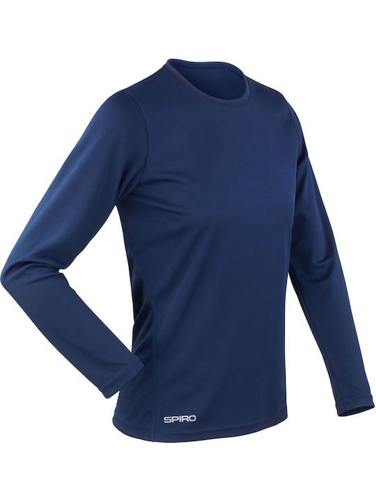 Ladies Performance T-Shirt LS Spiro S254F Navy