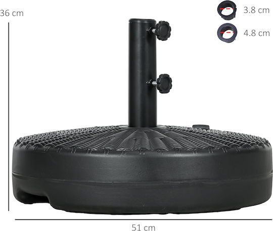Outsunny Umbrella Stand made of Metal Black Velvet-Black Metal 51x51x36cm