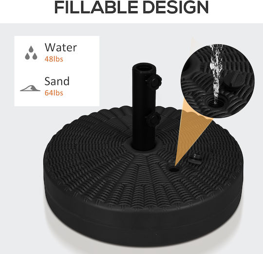 Outsunny Umbrella Stand made of Metal Black Velvet-Black Metal 51x51x36cm