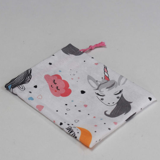 Decocraft Decocraft Fabric Unicorn Pouch for Gift with Theme Unicorns White 14x18cm 12 Pieces