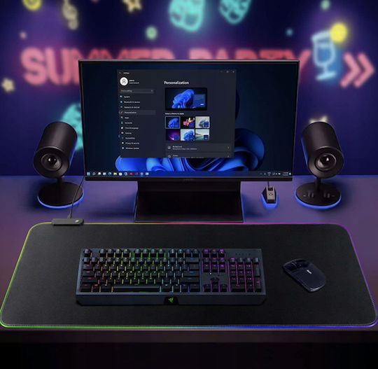Verk Group Гейминг Мишка Пад XXL (800мм) с RGB Осветление чрез USB Черен
