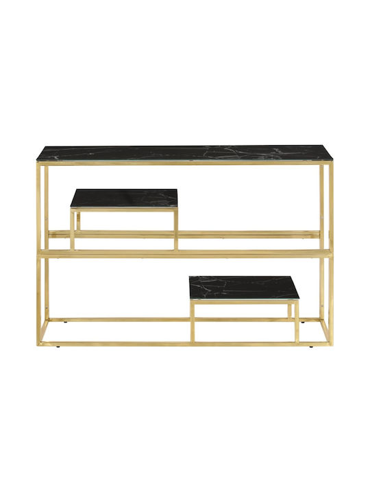 Console Table Metal with Glass Surface Gold L110xW35xH70cm