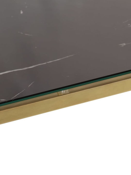 Console Table Metal with Glass Surface Gold L110xW35xH70cm