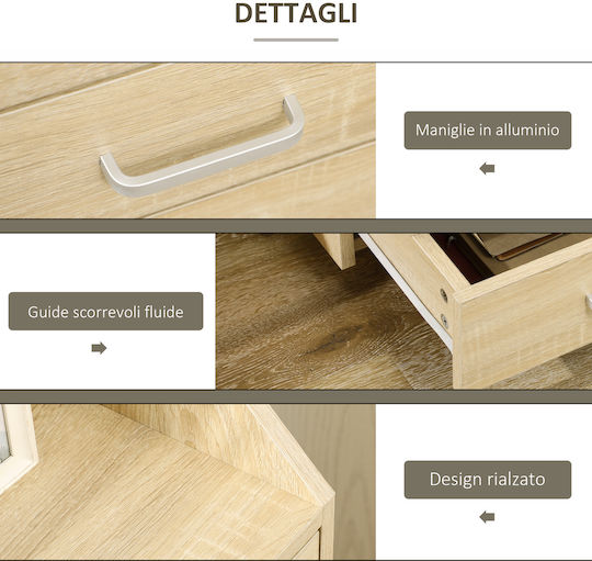 Schublade Büro mit Rädern Φυσικό Ξύλο 40x36x65cm