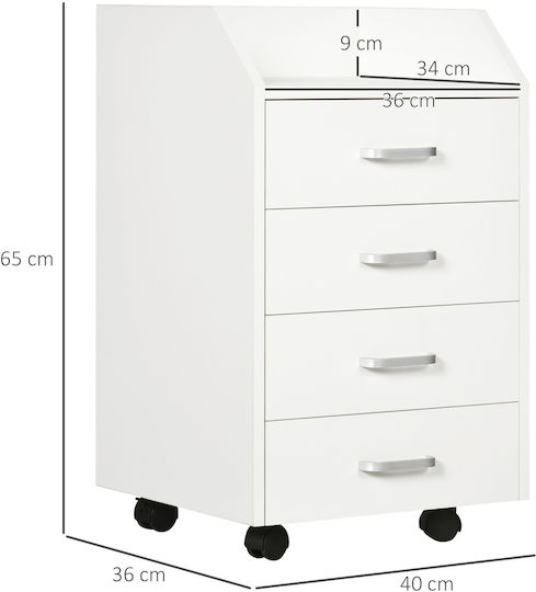 Συρταριέρα Γραφείου Ξύλινη Λευκό 40x36x65cm
