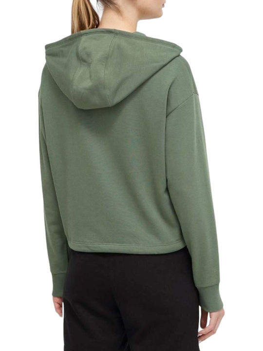 DKNY Women's Blouse Cotton Long Sleeve with Hood Green