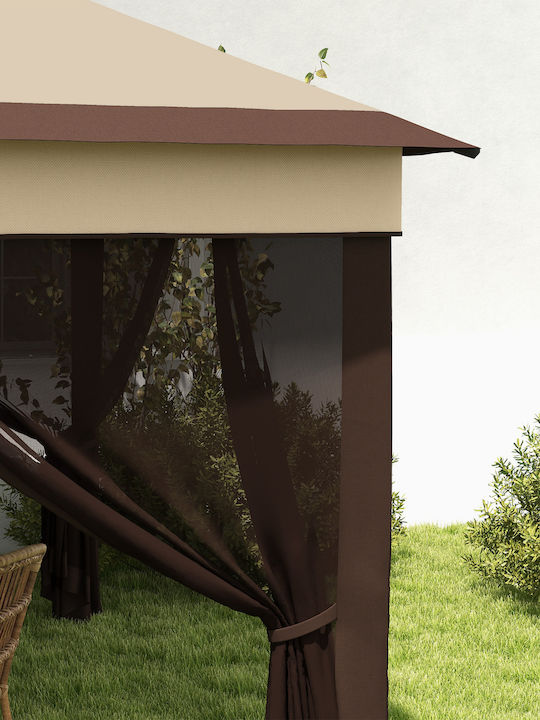 Outsunny Garden Gazebo Brown 3x3m