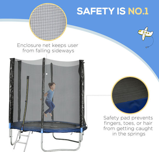 Sportnow Outdoor Trampoline Diameter 180cm with Ladder & Net Blue