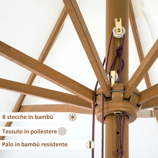 Umbrelă Rotundă Din Lemn Bej Φ3.25xÎ2.5m