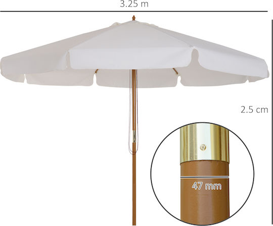 Umbrelă Rotundă Din Lemn Bej Φ3.25xÎ2.5m