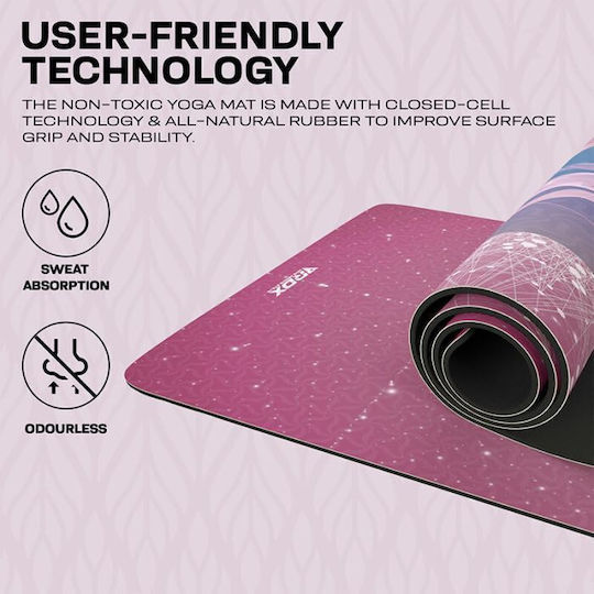 RDX Στρώμα Γυμναστικής Yoga Μωβ (183x61x0.6cm)