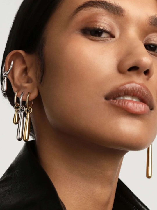 P D Paola Single Earring Hoop made of Silver with Stones