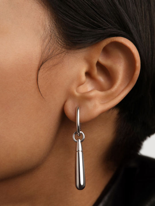 P D Paola Single Earring Hoop made of Silver with Stones