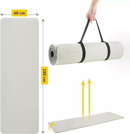 4FIZJO Στρώμα Γυμναστικής Yoga Άσπρο - Μαύρο (180x60x0.6cm)