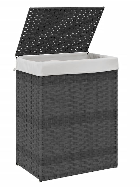 vidaXL Καλάθι Απλύτων Ψάθινο με Καπάκι 46x33x60cm Γκρι