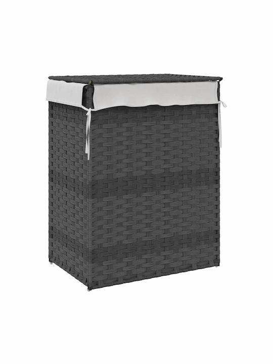 vidaXL Καλάθι Απλύτων Ψάθινο με Καπάκι 46x33x60cm Γκρι