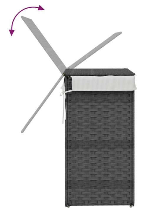 vidaXL Καλάθι Απλύτων Ψάθινο με Καπάκι 46x33x60cm Γκρι