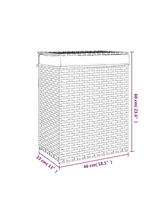 vidaXL Wicker Laundry Basket with Cap 46x33x60cm Black