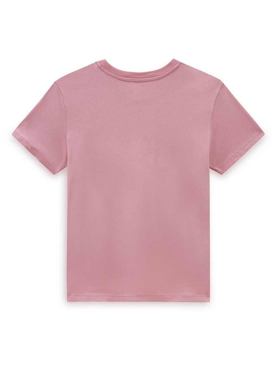 Vans Γυναικεία Μπλούζα Κοντομάνικη με V Λαιμόκοψη Ροζ