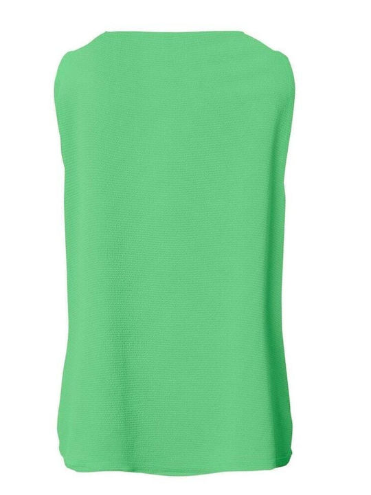 Only Women's Blouse Sleeveless with V Neckline Polka Dot Green